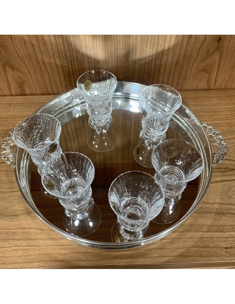 Set Bottiglia e 6 Bicchieri - in Argento 800 per Liquore 27 cm
