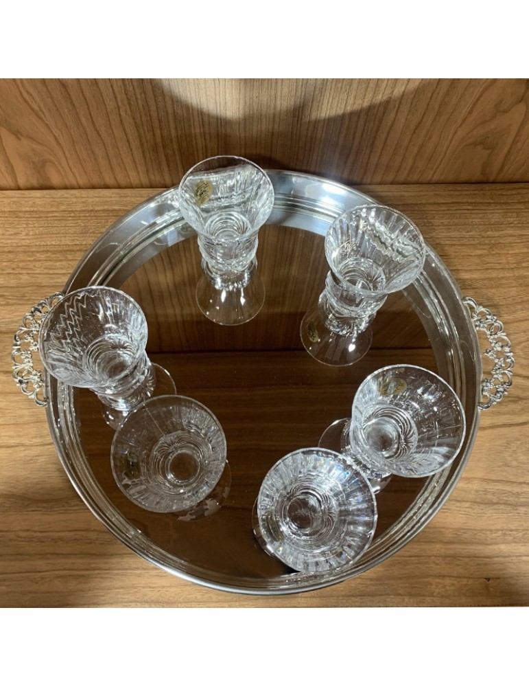 Set Bottiglia e 6 Bicchieri - in Argento 800 per Liquore 27 cm