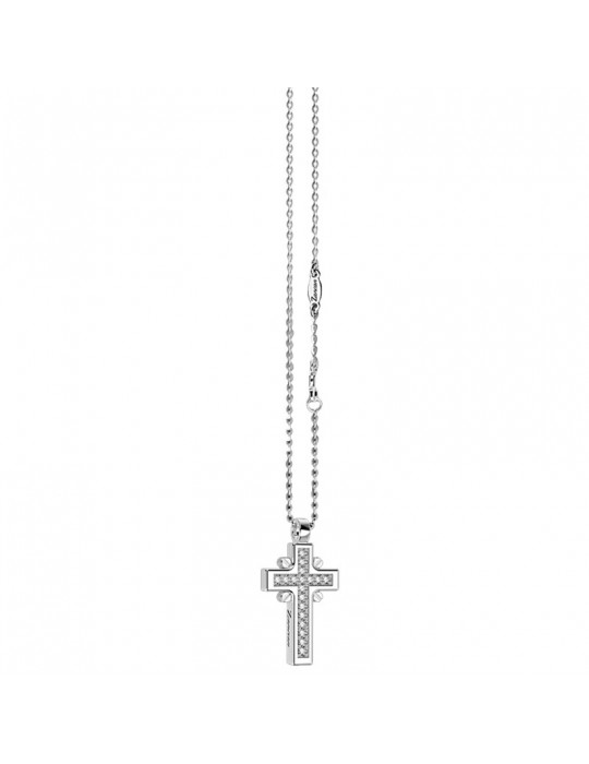 Collana Zancan Uomo - Insignia - Oro Bianco - Croce - Diamanti - EC598
