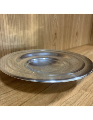 Vassoio - in Argento 800 Tondo Rialzato Liscio 24 cm - Vintage 2