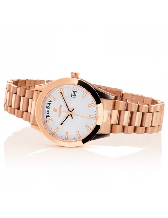 Hoops Women's Luxury Day Date Gold White 33mm Watch - 0