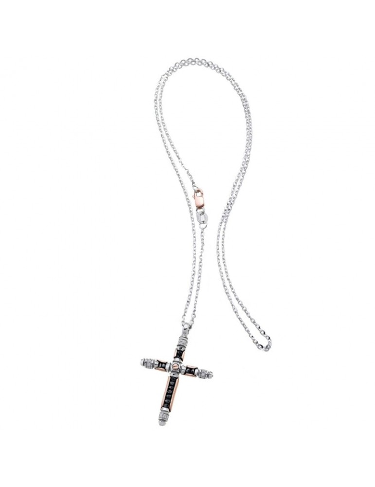 Collana Zancan - Black Magic Soft - Oro - Croce - Diamanti - EC413BR