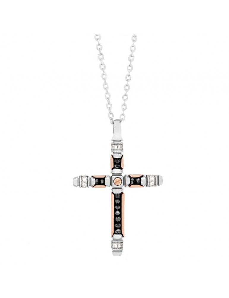Collana Zancan - Black Magic Soft - Oro - Croce - Diamanti - EC413BR