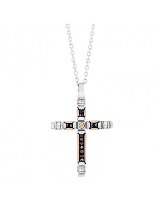Collana Zancan - Black Magic Soft - Oro - Croce - Diamanti - EC413BR