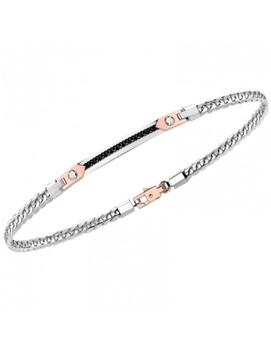 Zancan Bracelet for Men - Insignia Gold in White Gold with Black Diamonds - 0