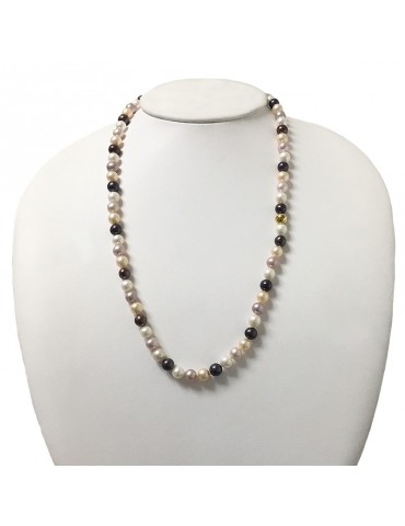 Nimei Woman's Necklace - with Multicolor Pearls 7.5-8 mm - 0