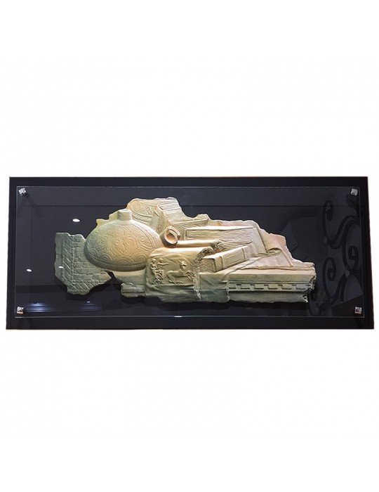 Quadro Petra L'Accademia - Bassorilievo in Ardesia e Alabastro 31x75 cm