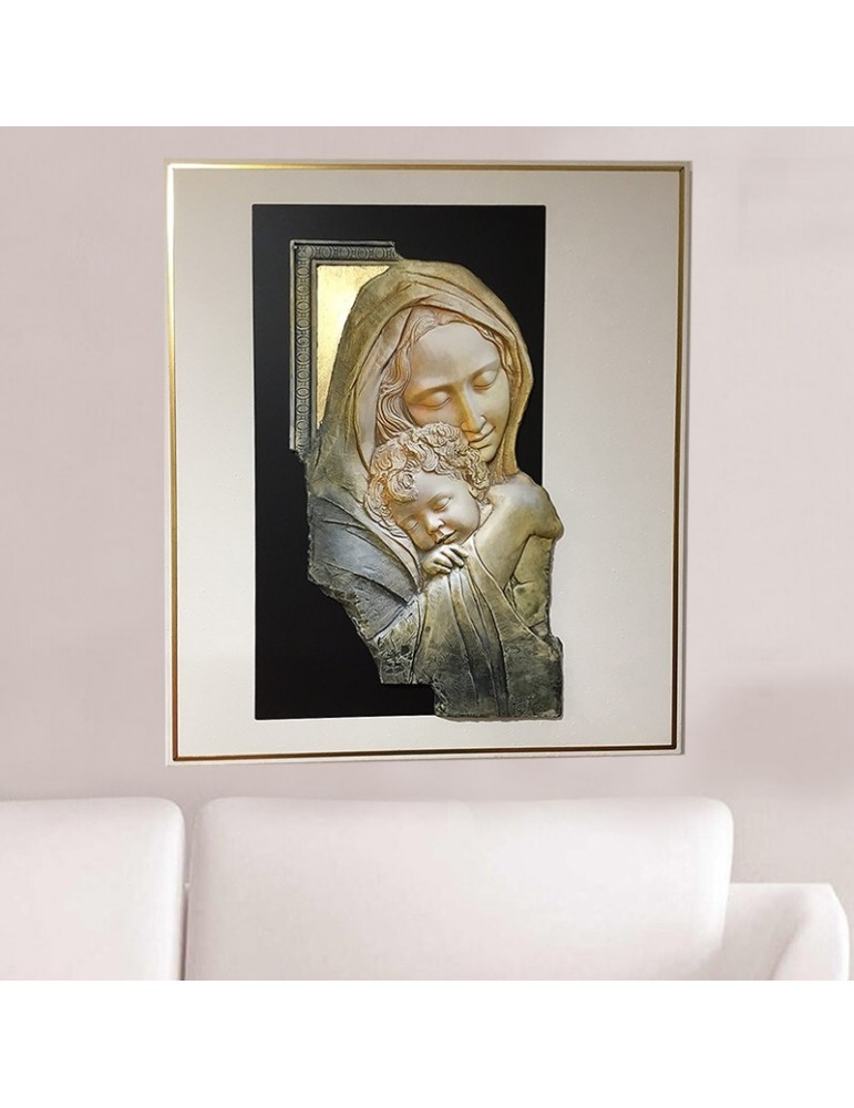Quadro Petra Madonna - Bassorilievo in Ardesia e Alabastro 45x54 cm
