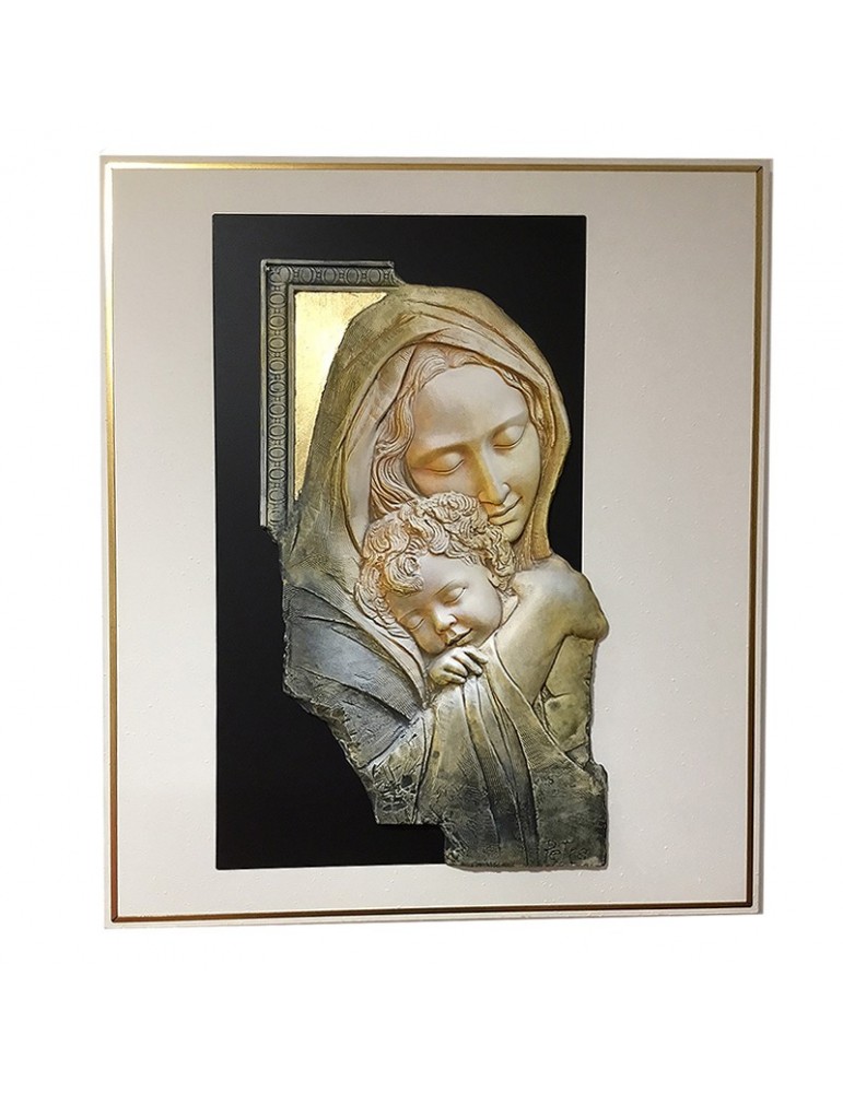 Quadro Petra Madonna - Bassorilievo in Ardesia e Alabastro 45x54 cm