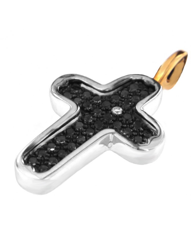 Pendente Chimento Croce - Oro Bianco - Diamanti Neri - 3G02929BN7500