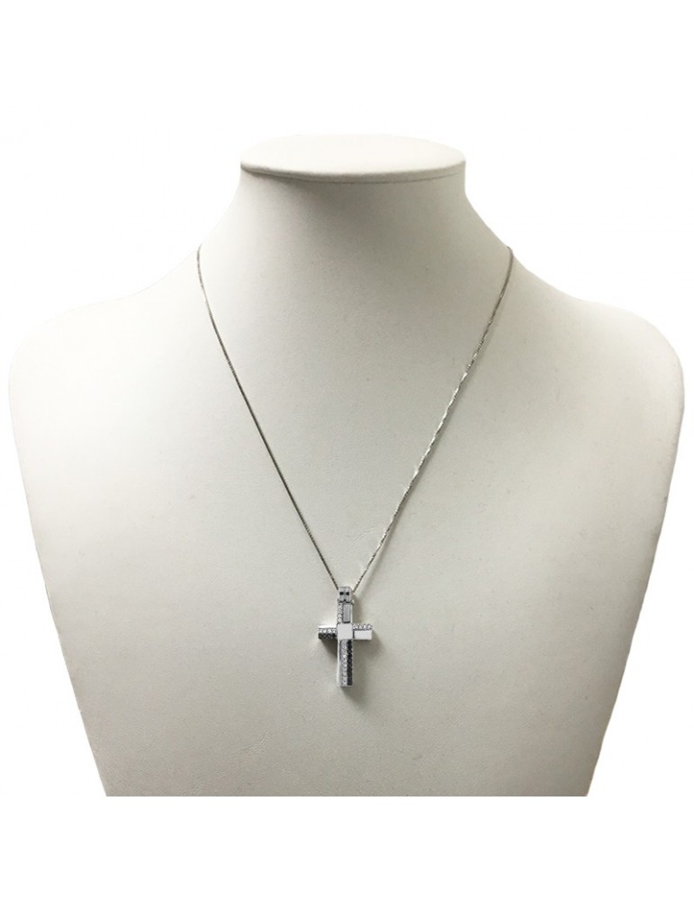 Collana Davite&Delucchi - Oro Bianco - Croce - Diamanti - CLU010796BLS