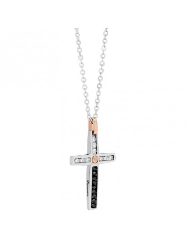 Collana Zancan - Black Magic - Oro Bianco - Croce e Diamanti - EC522BR 2