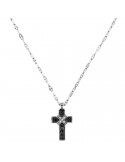 Zancan Necklace - Black Magic in White Gold with Cross and Diamonds Pendant - 0