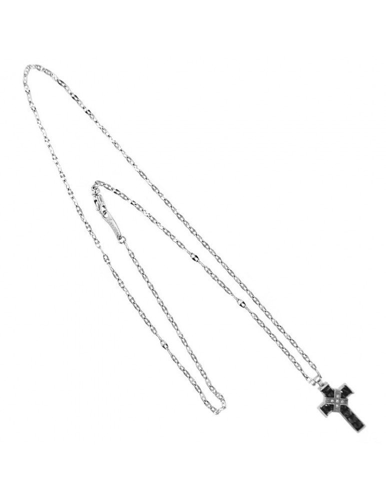 Collana Zancan - Black Magic - Oro Bianco - Pendente Croce - EC182MB
