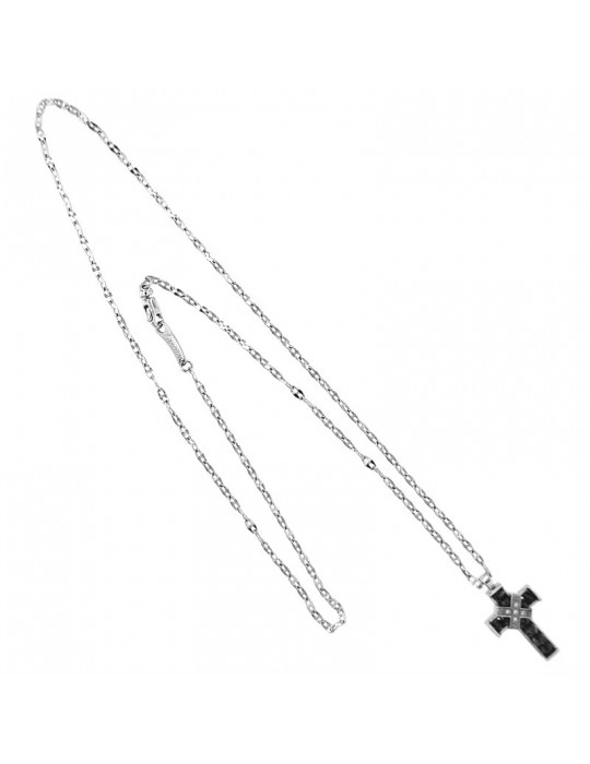 Collana Zancan - Black Magic - Oro Bianco - Pendente Croce - EC182MB