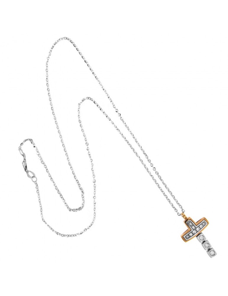 Collana Zancan - Insignia in Oro Bicolore - Croce - Diamanti - EC347BR