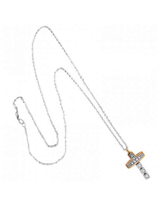 Collana Zancan - Insignia in Oro Bicolore - Croce - Diamanti - EC347BR