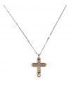 Zancan Necklace for Men - Bicolor Gold Insignia with Cross Pendant and Diamonds - 0