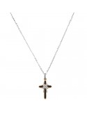 Zancan Necklace for Men - Insignia Gold in Bicolor Gold with Cross Pendant and Black Diamonds - 0