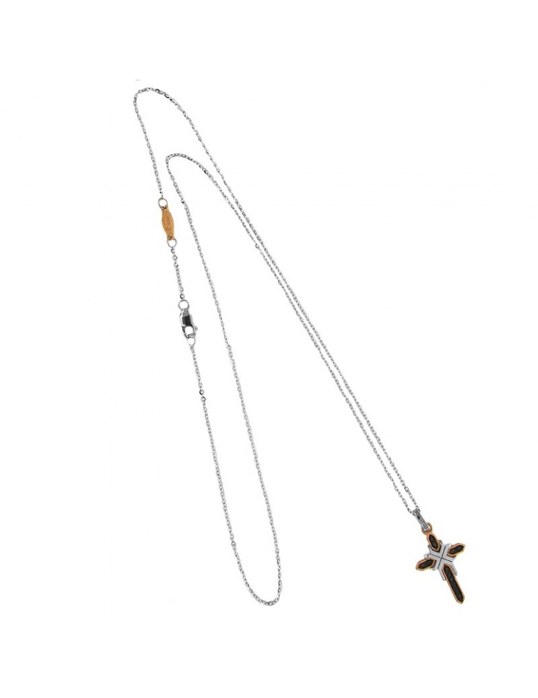Collana Zancan - Insignia - Oro Bicolore - Croce - Diamanti -EC767RB