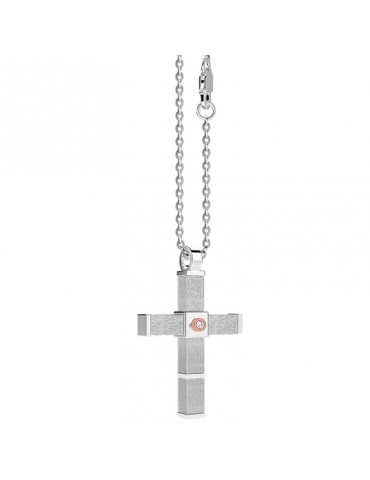 Zancan Necklace for Men - White Gold Insignia with Cross Pendant and Diamonds - 0 2