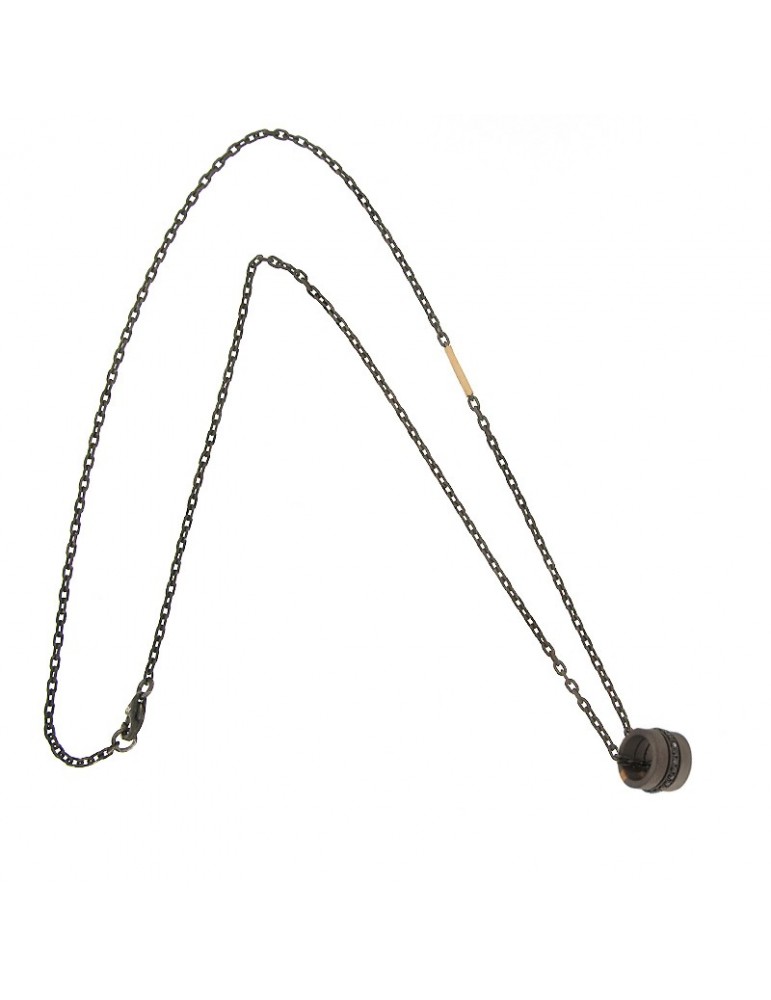 Collana Crivelli - in Oro e Titanio - Pendente Barilotto - Diamanti Neri