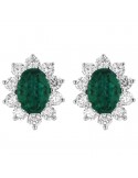 Picca Woman's Earrings - in White Gold with Natural Diamonds and Emerald - 0