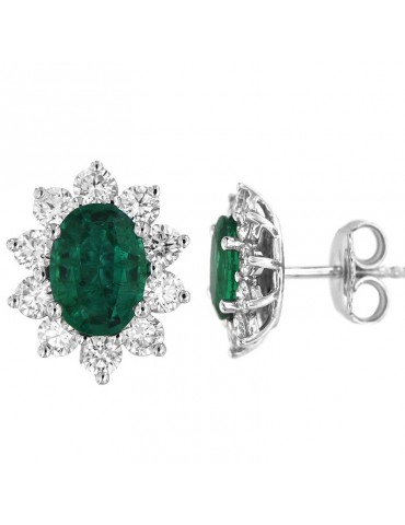 Orecchini Picca Donna - Oro Bianco - Diamanti Naturali - Smeraldo 2