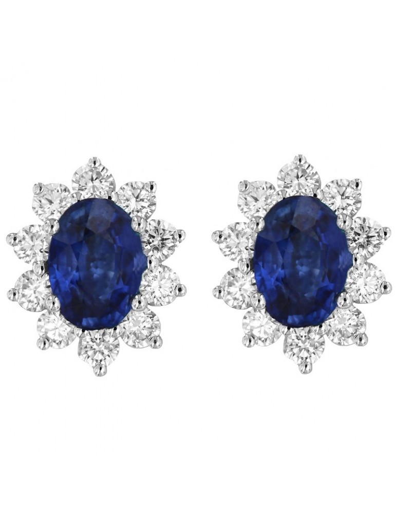Picca Woman's Earrings - in White Gold with Natural Diamonds and Sapphire - 0