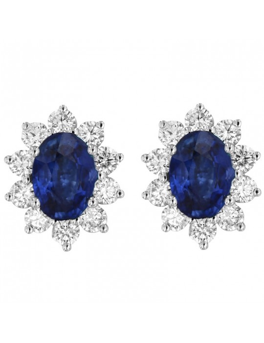 Picca Woman's Earrings - in White Gold with Natural Diamonds and Sapphire - 0
