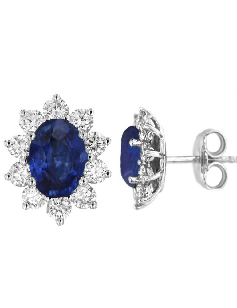 Picca Woman's Earrings - in White Gold with Natural Diamonds and Sapphire - 0