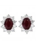 Picca Woman's Earrings - in White Gold with Natural Diamonds and Ruby - 0