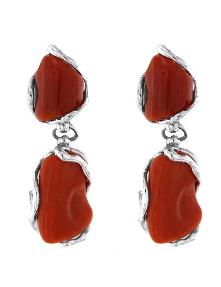 Orecchini Della Rovere Donna - in Argento 925% - Corallo Rosso - DR227