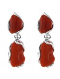 Della Rovere Woman's Earrings - 925% Silver Pendants with Red Coral - 0
